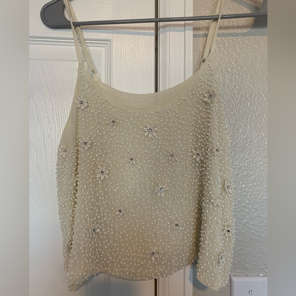 Beaded flower tank top